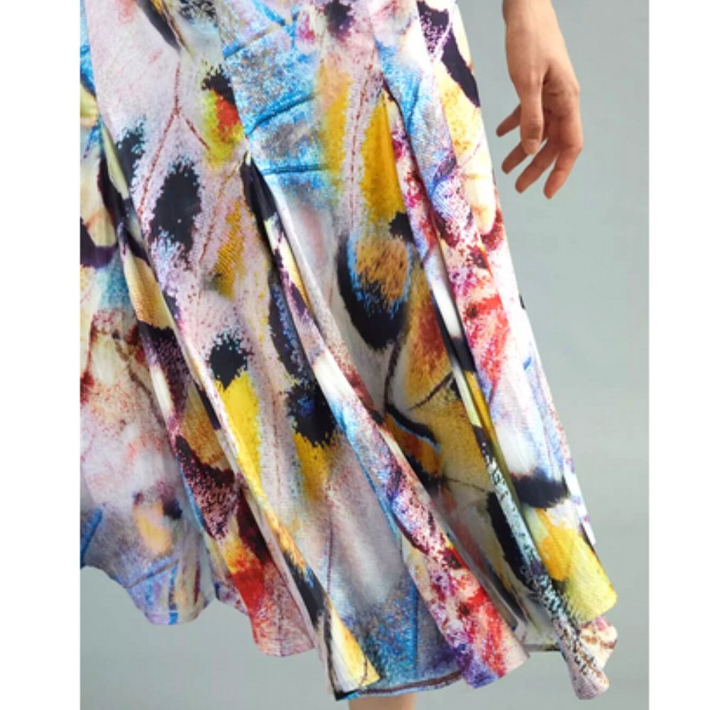 Anthropologie 8 NWT A-Line Midi Skirt Watercolor Art Vibrant Abstract. - Picture 4 of 9